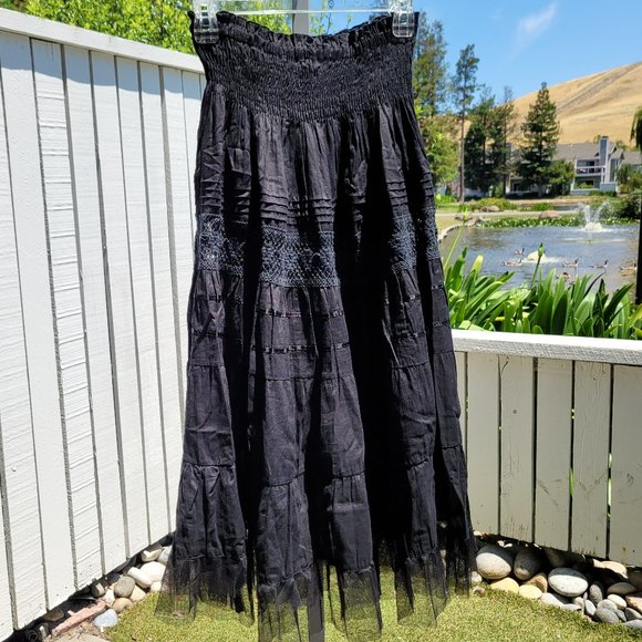 Rosy Gee Dresses & Skirts - NWOT | Vintage Black Maxi Skirt Smocked Waist | Women's M